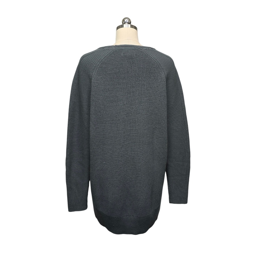 Athleta Womens V-Neck Ribbed Knit Raglan Sweater Dark Gray Charcoal Size Medium - Picture 2 of 7